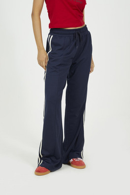 Side Stripe Womens Wide Leg Joggers - Navy