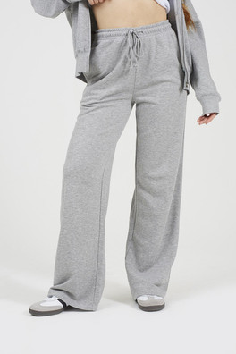 Cotton Blend Womens Wide Leg Joggers - Grey
