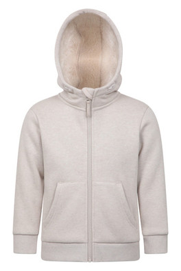Dalton Fur Lined Kids Full Zip Hoodie - Light Beige
