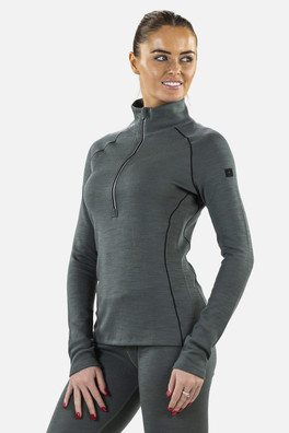 Merino Womens Zip Neck Base Layer - Turquoise