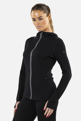 Merino Womens Zip Thru Hoody - Black