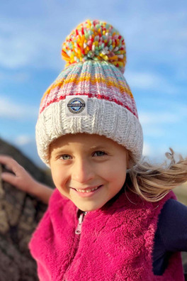 Kids Aurora Rib Knit  Super Bobble Hat - Aurora