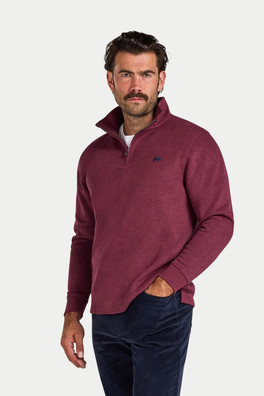 Classic French Rib Quarter Zip Mens Sweat - Burgundy
