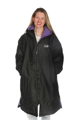 Tech Unisex Changing Robe - Black With Lilac Lining