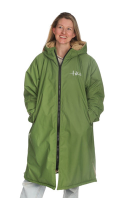 Tech Unisex Changing Robe - Green With Taupe Lining