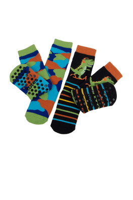 Kids Original Slipper-Sox Twin Pack - Dino