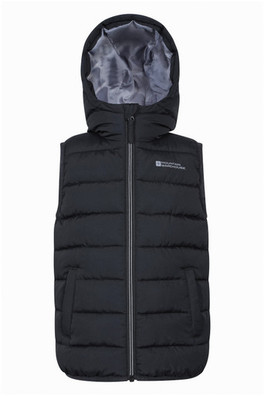Rocko Kids Water Resistant Hooded Padded Gilet - Jet Black