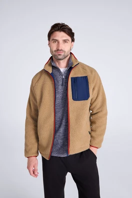 Bailey Mens Patch Pocket Borg Jacket - Beige