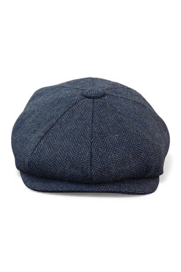 Mens Peaky Blinders Blue Tweed Flat Baker Hat - Blue