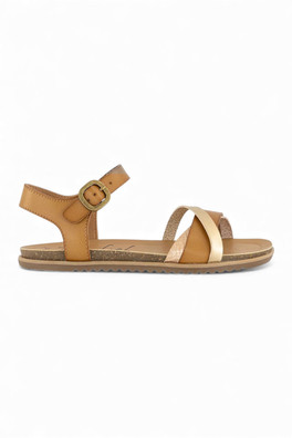 Womens Monti-B Strappy Buckle Wedge Sandals - Tan