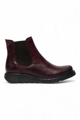 Womens SALV Chelsea Leather Ankle Wedge Heel Boots - Burgundy