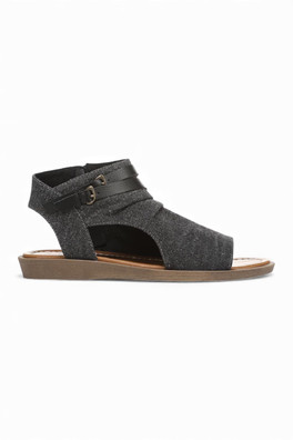 Womens Denver Strappy Low Wedge Sandals - Charcoal