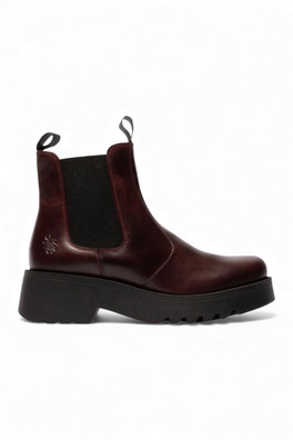 Womens MEDI789 Leather Chelsea Ankle Boots - Burgundy