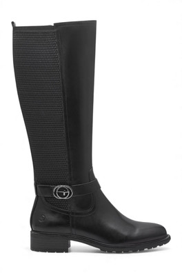 Womens Leather Knee High Riding Boots - Black