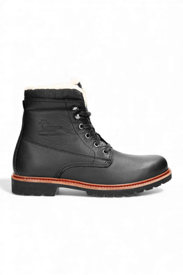 Mens P03 Aviator Leather Combat Boots - Black