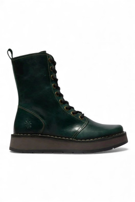 Womens RAMI043 Leather Lace-up Ankle Dress Boots - Green