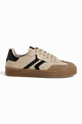 Womens Suede Leather Fashion Sneaker Trainer Shoes - Beige