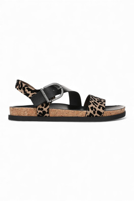 Womens Lance Leopard Footbed Sandals - Brown