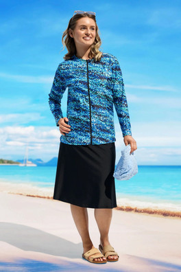 Womens Splash Zip Top - Blue