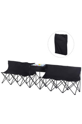 6 Seat Camping Bench Folding Portable Outdoor - Black