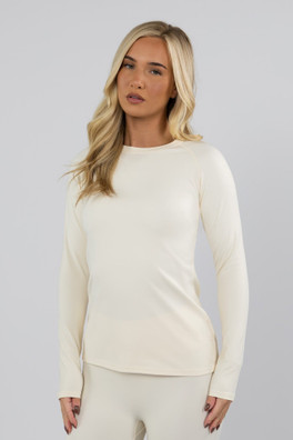 Womens Thermal Base Layer Top Mock Neck - Butter Cream