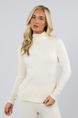 Womens Thermal Base Layer Top 1/4 Zip - Butter Cream