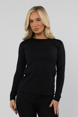 Womens Thermal Base Layer Top Mock Neck - Black