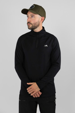 Mens Thermal Base Layer Top 1/4 Zip - Black