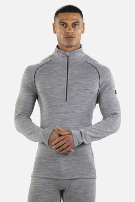 Merino Mens Zip Neck Base Layer Top - Grey