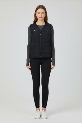Women's Dual Control V Neck Heated Vest - Black