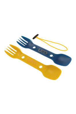 100% Recycled Plastic Utility Spork, 2 Pack - Berry Blue / Mustard