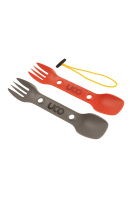 100% Recycled Plastic Utility Spork, 2 Pack - Chilli Red / Slate Grey