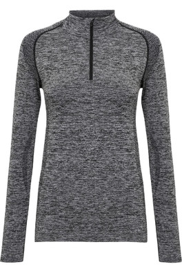 Multi Sport Womens Seamless 3D Fit Zip Top - Charcoal