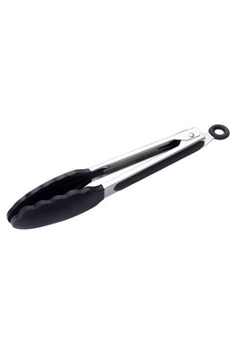 36cm Silicone Tongs - Black/Silver