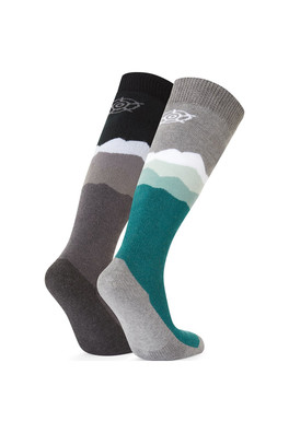 Allevard Mens Ski Socks - Black/Dark Turquoise