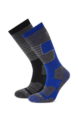 Linz 2 Pack Mens Ski Socks - Dark Grey/Royal Blue
