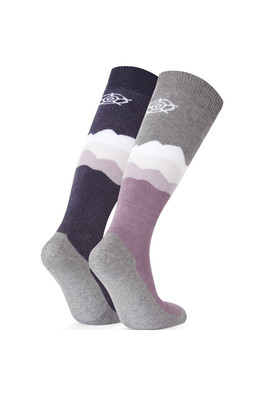 Allevard Womens Ski Socks - Lavender Grey/Oxford Blue