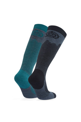 Aprica 2 Pack Men Ski Socks - Black/Dark Turquoise