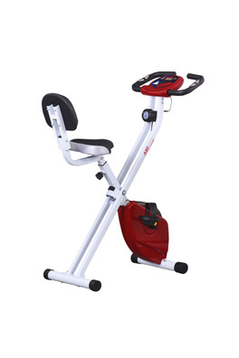 Foldable Magnetic Exercise Bike with LCD & Seat - Red