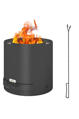 Smokeless Round Wood Burning Fire Pit - Black
