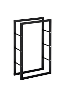 100cm Elevated Metal Firewood Log Holder - Black