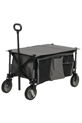 Folding Garden Cart Collapsible Camping Trolley - Dark Grey