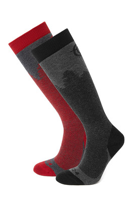 Aprica 2 Pack Men Ski Socks - Black/Chilli Red