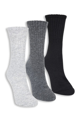 EMS Outdoor Merino Womens Mid-Calf Walking Socks- 3 Pack - Charcoal