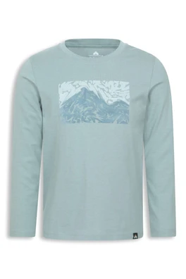 EMS Flocked Kids Mountain Graphic Long Sleeve T-Shirt - Light Khaki