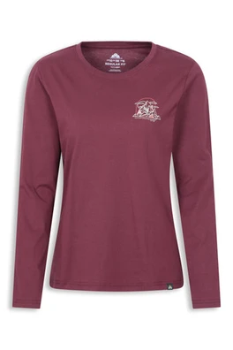 EMS Geo Womens Graphic Long Sleeve T-Shirt - Burgundy