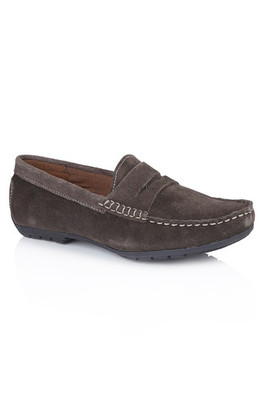 Danielle Suede Leather Womens Driving Loafers - Grey