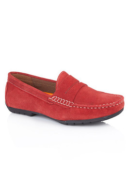 Danielle Suede Leather Womens Driving Loafers - Red