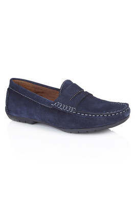 Danielle Suede Leather Womens Driving Loafers - Navy