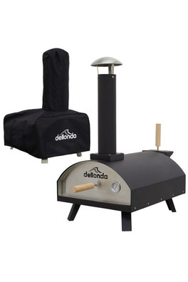 Wood-Fired 14" Pizza Oven with Peel & Cover - Black/Stainless Steel